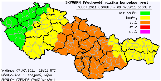 Předpověď konvektivních bouří na 8.7.2011