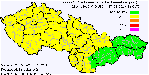 Předpověď konvektivních bouří na 26.4.2010